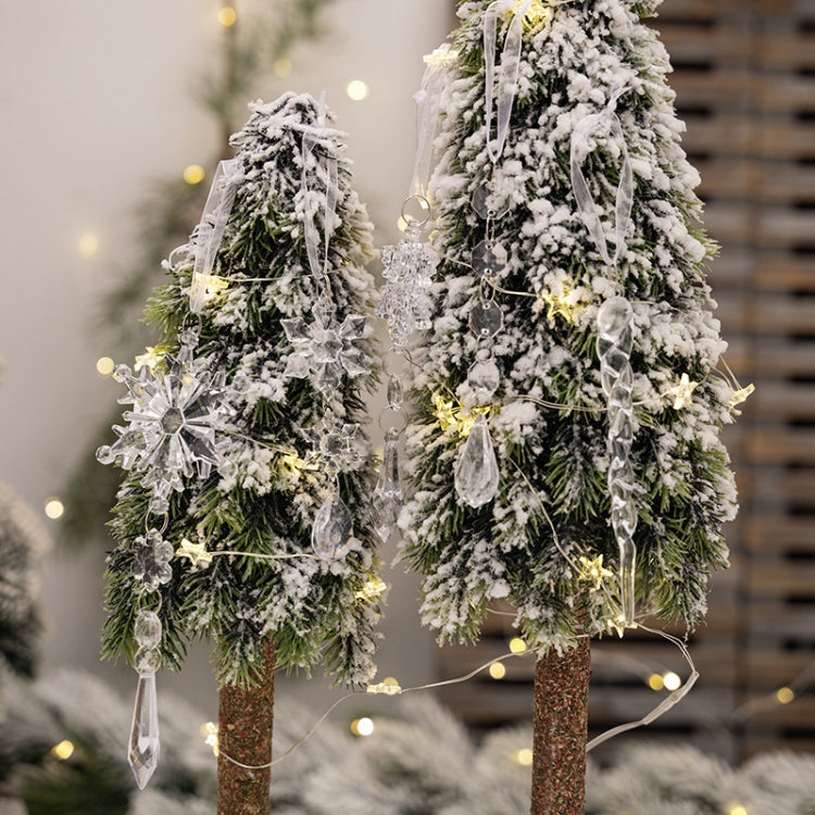 5pcs /Set Christmas Acrylic Clear Pendant Snowflake Icicle Crystal Ornaments Xmas Tree Hanging Decoration
