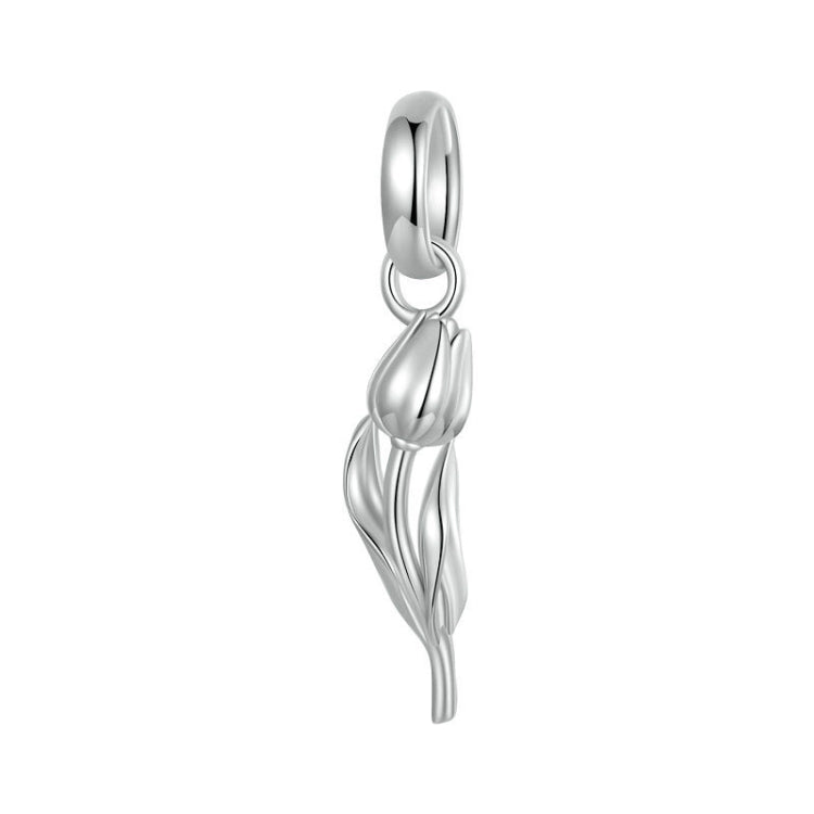 S925 Sterling Silver Platinum Romantic and Warm Tulip Beaded Jewelry Pendants - SCC2886