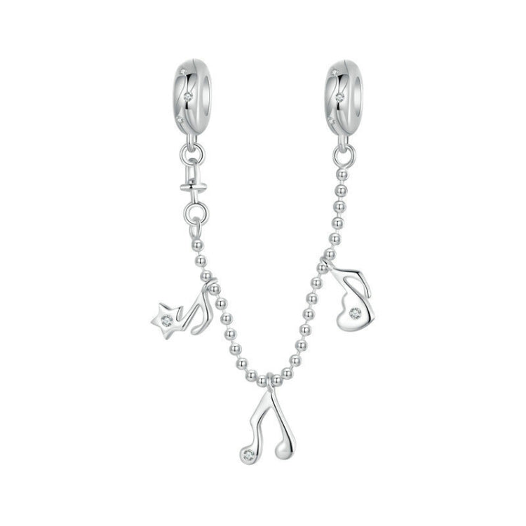 S925 Sterling Silver Platinum-plated Note Shape Safety Chain Jewelry Pendant Accessories - SCC2871