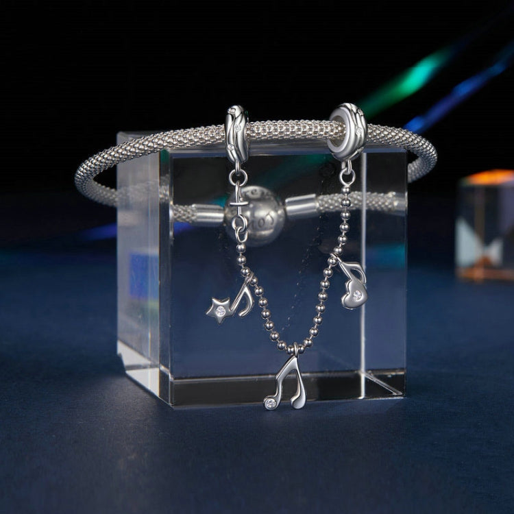 S925 Sterling Silver Platinum-plated Note Shape Safety Chain Jewelry Pendant Accessories - SCC2871
