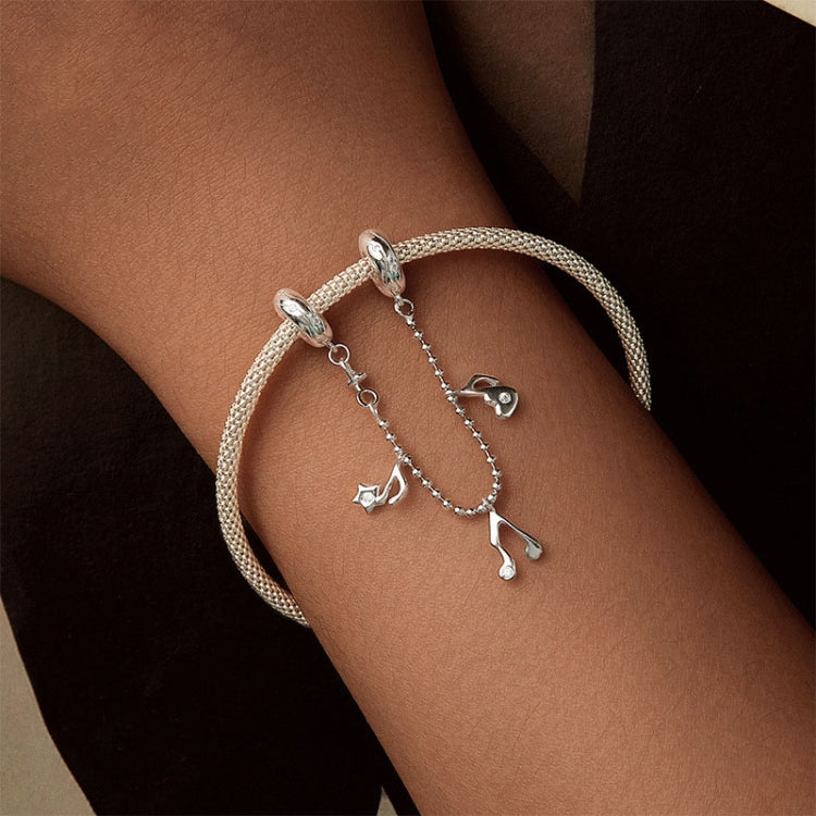 S925 Sterling Silver Platinum-plated Note Shape Safety Chain Jewelry Pendant Accessories - SCC2871