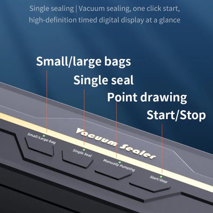 Food Vacuum Sealer Machine 60KPA Strong Suction, Small / Large Bag Modes With 10 Vacuum Bags US Plug