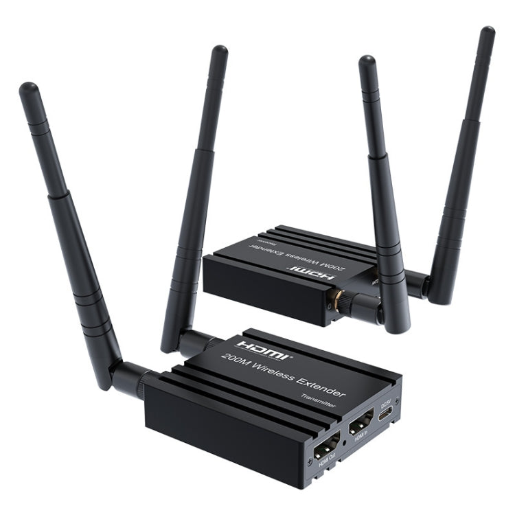 200m Wireless HDMI Extender Signal Amplifier, Transmitter+Receiver - Black