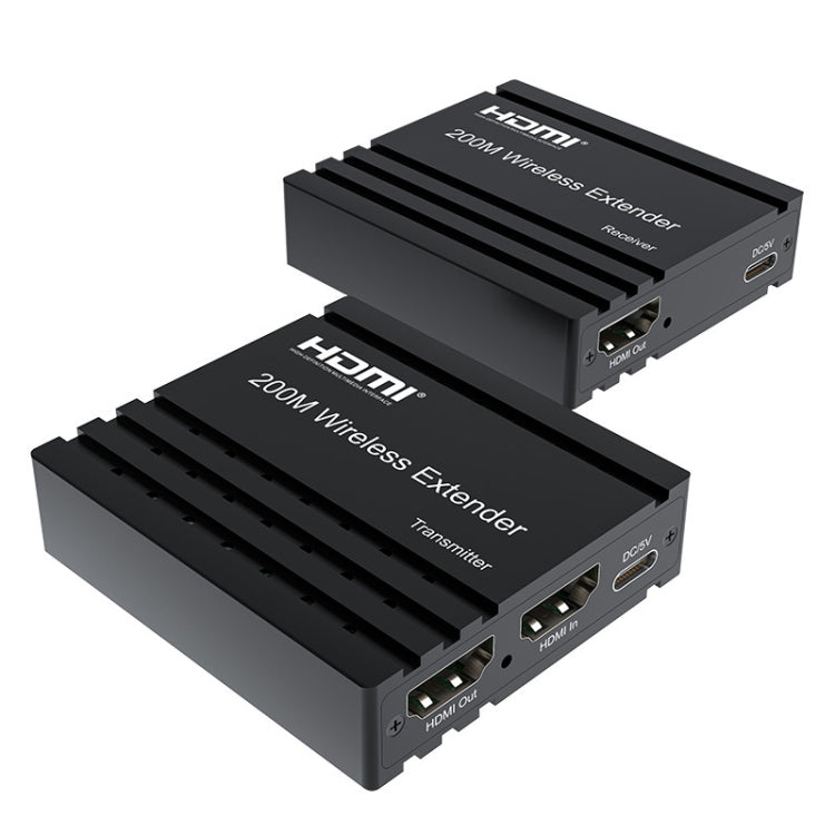 200m Wireless HDMI Extender Signal Amplifier, Transmitter+Receiver - Black