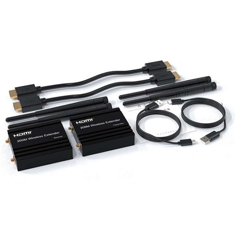 200m Wireless HDMI Extender Signal Amplifier, Transmitter+Receiver - Black