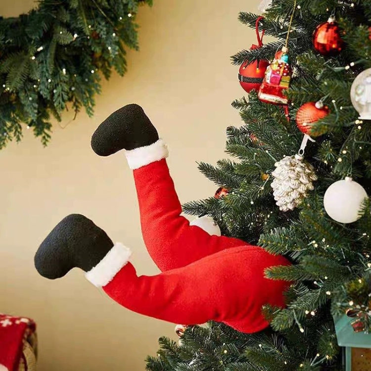 Christmas Tree Decoration Santa Claus Elf Legs Plush Door Decor Christmas Home Hanging Ornaments - Red