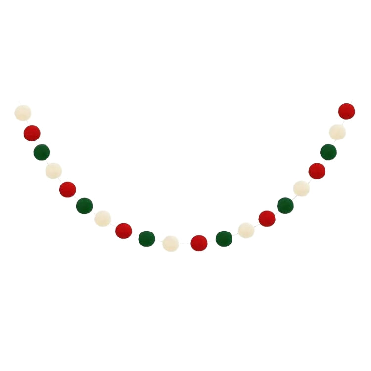 2m Wool Felt Balls Garland 20 Balls Colorful Flags For Festival Party Christmas Home Decoration - Red Green White
