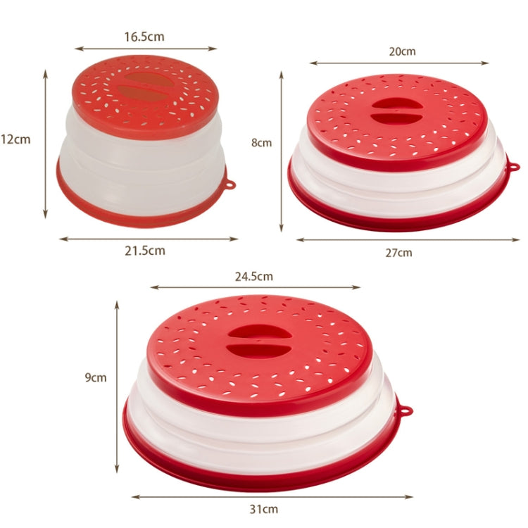 Kitchen Foldable Microwave Oven Splash Guard Household Multifunctional Food Preservation Cover, Style: Medium Red