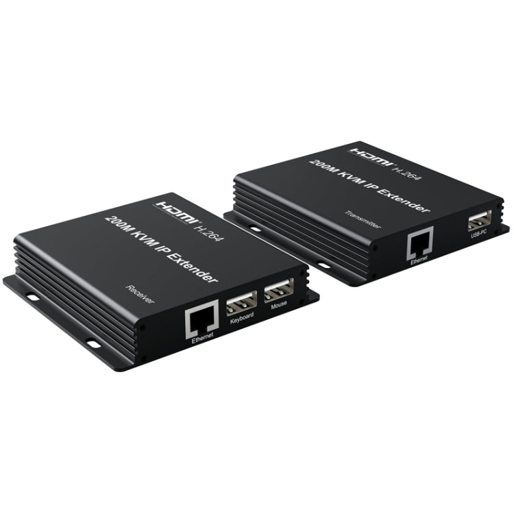 200m HDMI KVM IP Network Cable Extender H.264 Mouse Keyboard Extender EU Plug - Black