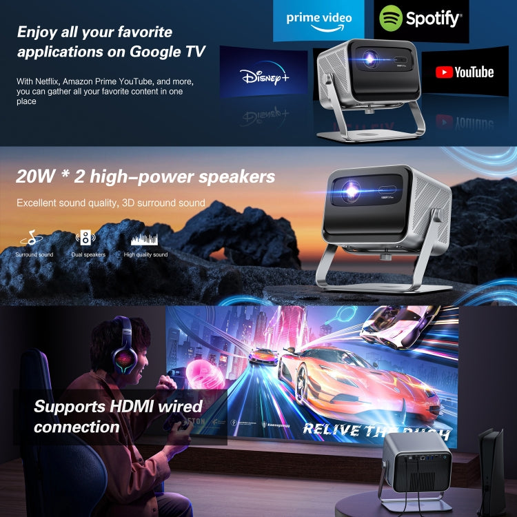 TOUMEI X6 4K HD Home Theater Office Teaching Microphone Karaoke Projector GTV Google Systems