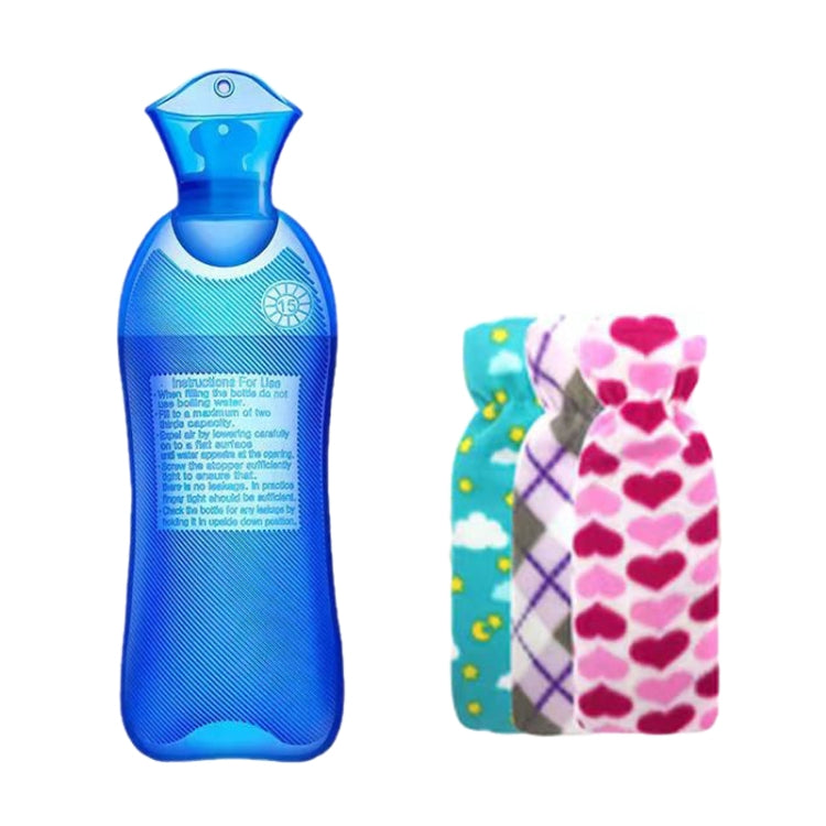 Long Strip Hot Water Bag PVC Explosion-proof Rubber Warm Water Bag Girls Winter Bed Warmer, Color: 500ml Blue+Random Cover