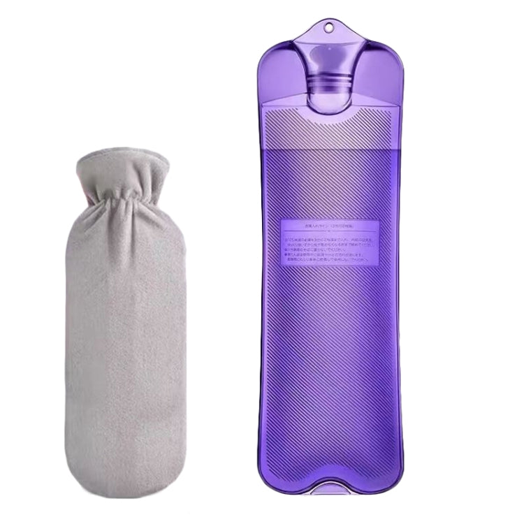 Long Strip Hot Water Bag PVC Explosion-proof Rubber Warm Water Bag Girls Winter Bed Warmer, Color: 2000ml Purple+Grey Cover