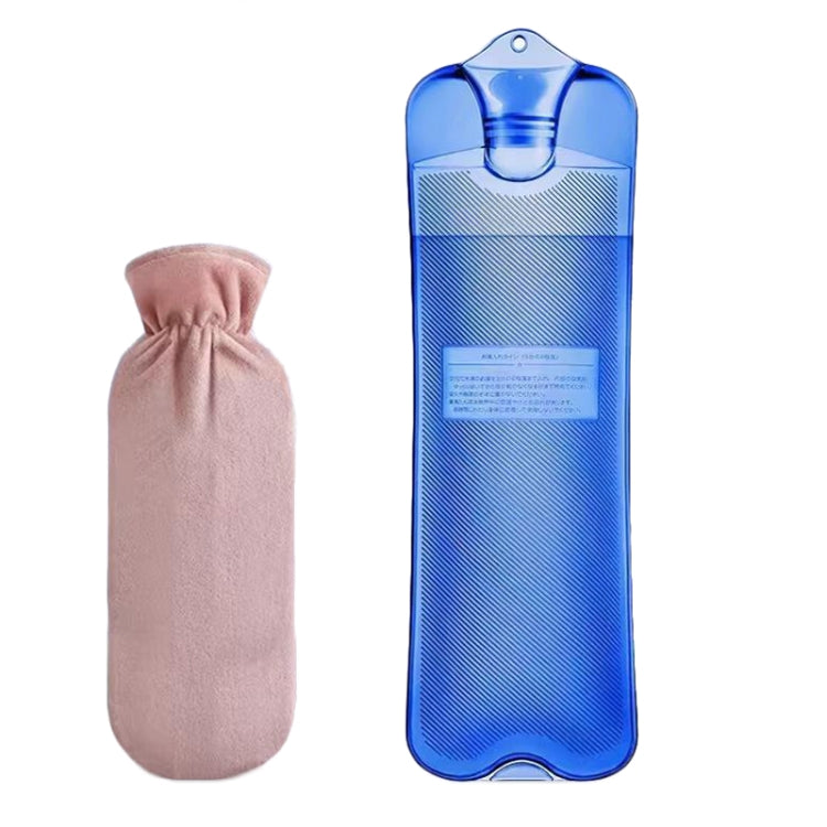 Long Strip Hot Water Bag PVC Explosion-proof Rubber Warm Water Bag Girls Winter Bed Warmer, Color: 2000ml Blue+Pink Cover