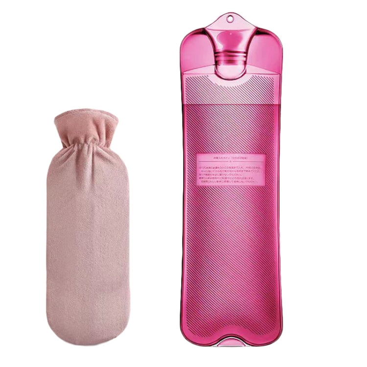 Long Strip Hot Water Bag PVC Explosion-proof Rubber Warm Water Bag Girls Winter Bed Warmer, Color: 2000ml Rose+Pink Cover