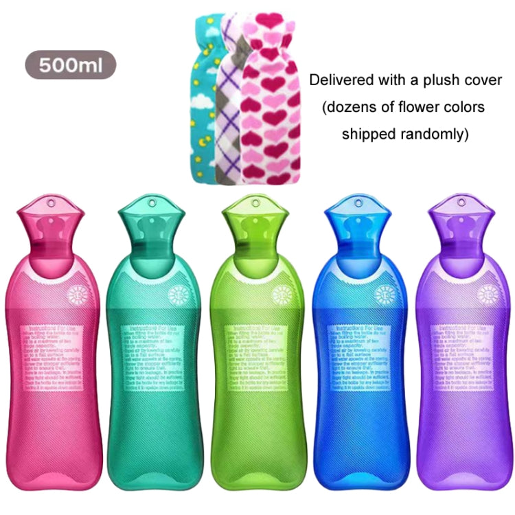 Long Strip Hot Water Bag PVC Explosion-proof Rubber Warm Water Bag Girls Winter Bed Warmer, Color: 500ml Blue+Random Cover