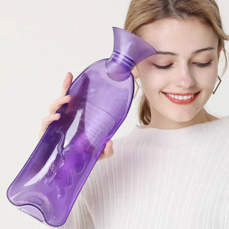 Long Strip Hot Water Bag PVC Explosion-proof Rubber Warm Water Bag Girls Winter Bed Warmer, Color: 1000ml Purple+Grey Cover