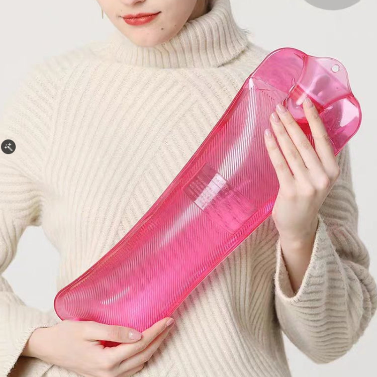 Long Strip Hot Water Bag PVC Explosion-proof Rubber Warm Water Bag Girls Winter Bed Warmer, Color: 500ml Blue+Random Cover