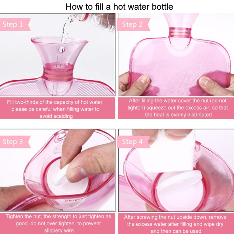 250ml PVC Hot Water Bag Thickened Transparent Filling Water Hot Water Bottle Winter Warmer Bag