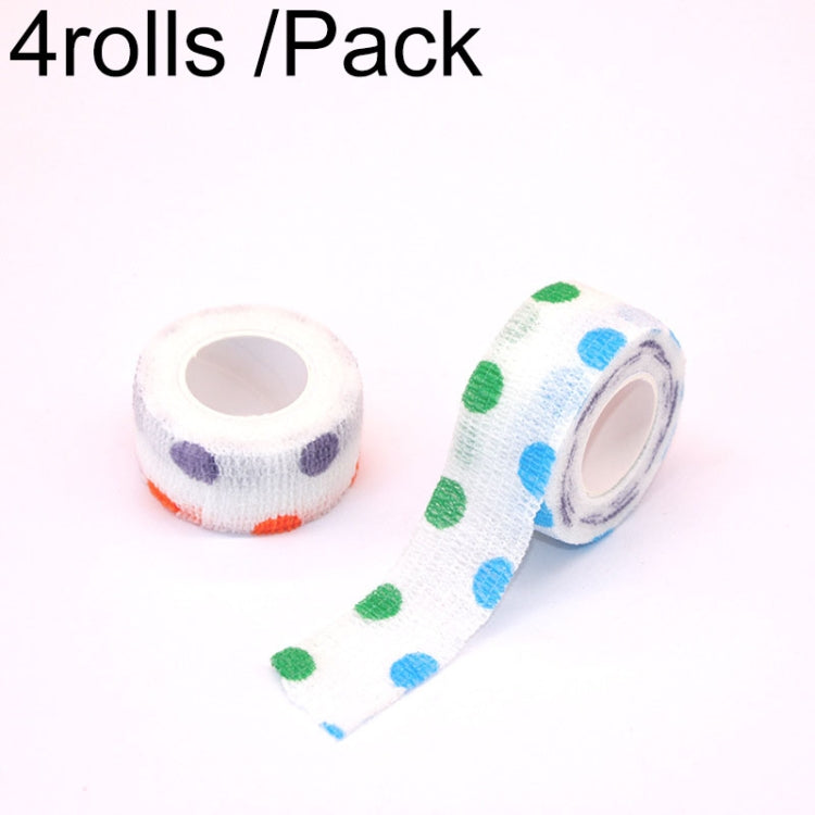 4rolls /Pack 2.5cm X 4.5m Cartoon Non-Woven Sports Protection Bandage, Color: Polka Dots