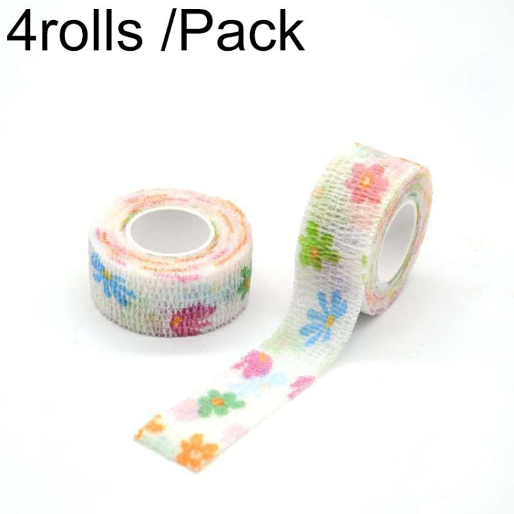 4rolls /Pack 2.5cm X 4.5m Cartoon Non-Woven Sports Protection Bandage, Color: Flower