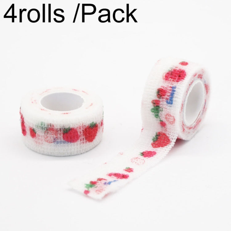 4rolls /Pack 2.5cm X 4.5m Cartoon Non-Woven Sports Protection Bandage, Color: Strawberry