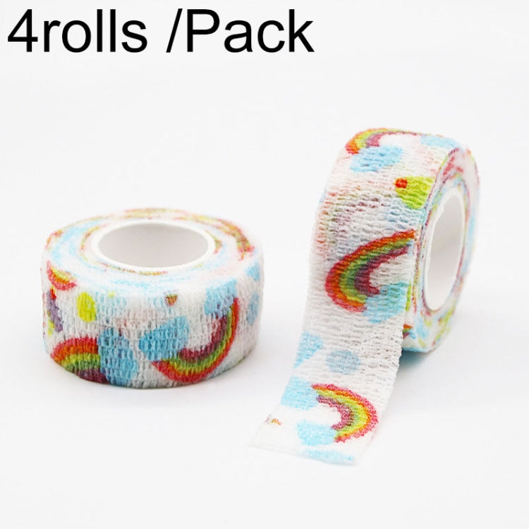 4rolls /Pack 2.5cm X 4.5m Cartoon Non-Woven Sports Protection Bandage, Color: Rainbow