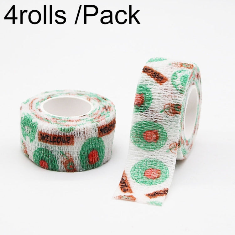 4rolls /Pack 2.5cm X 4.5m Cartoon Non-Woven Sports Protection Bandage, Color: Coffee
