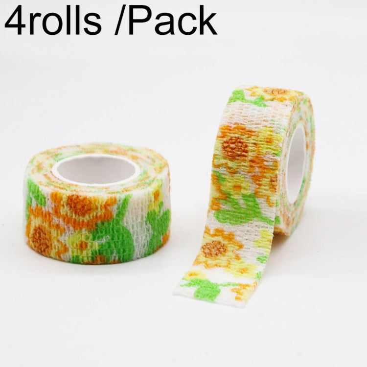 4rolls /Pack 2.5cm X 4.5m Cartoon Non-Woven Sports Protection Bandage, Color: Sunflower