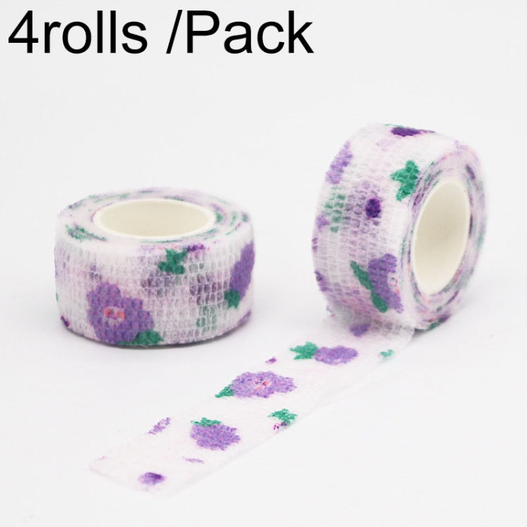 4rolls /Pack 2.5cm X 4.5m Cartoon Non-Woven Sports Protection Bandage, Color: Grape