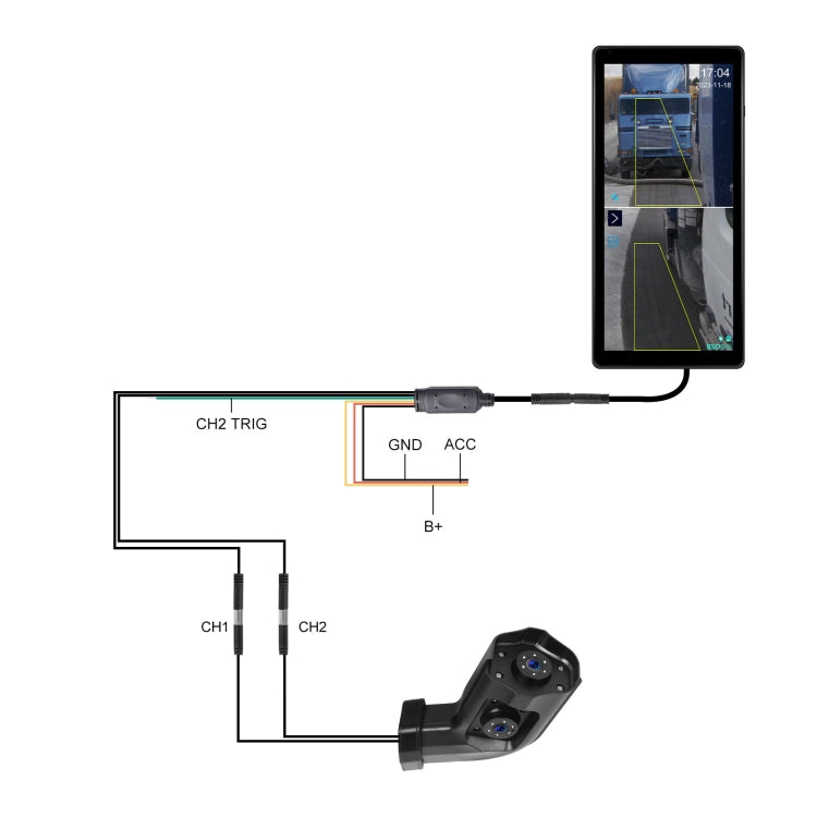 10.36 inch Wired HD 1 Drag 1 Blind Zone Monitor Universal AHD Reversing Kit Left - Standard