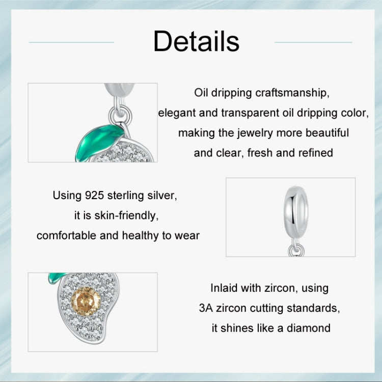 S925 Sterling Silver DIY Mango Bracelet Pendant - SCC2822