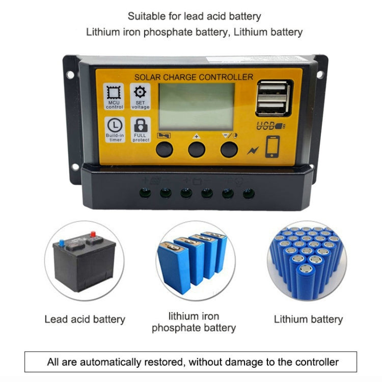 30A 12V/24V Simple Solar Controller Light Time Control Solar Panel Regulator Controller With USB
