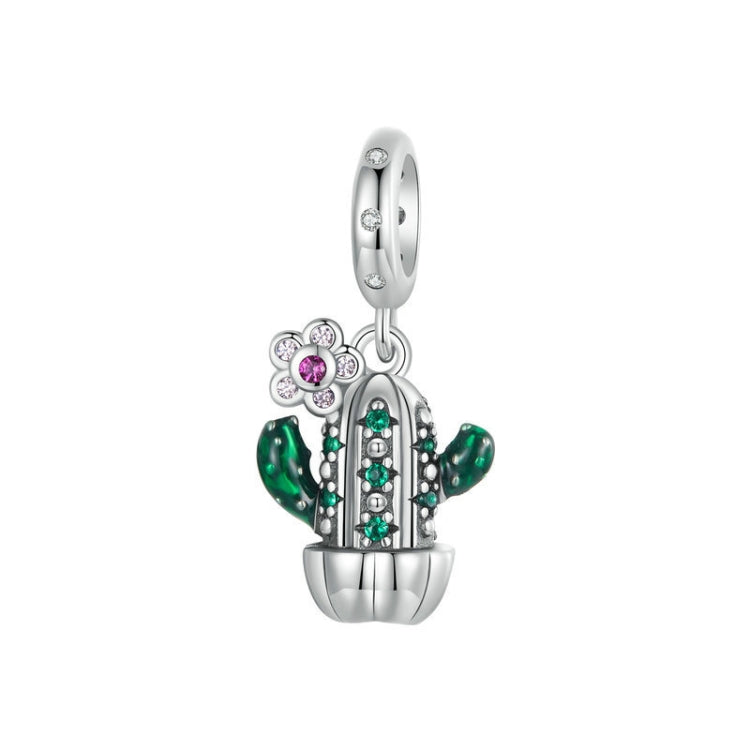 S925 Sterling Silver DIY Desert Cactus Potted Pendant Beads - SCC2831