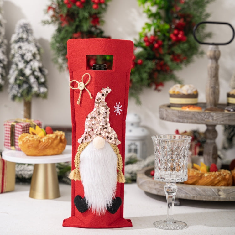 Christmas Cartoon Wine Bottle Cover Holiday Party Decoration Gift Bag