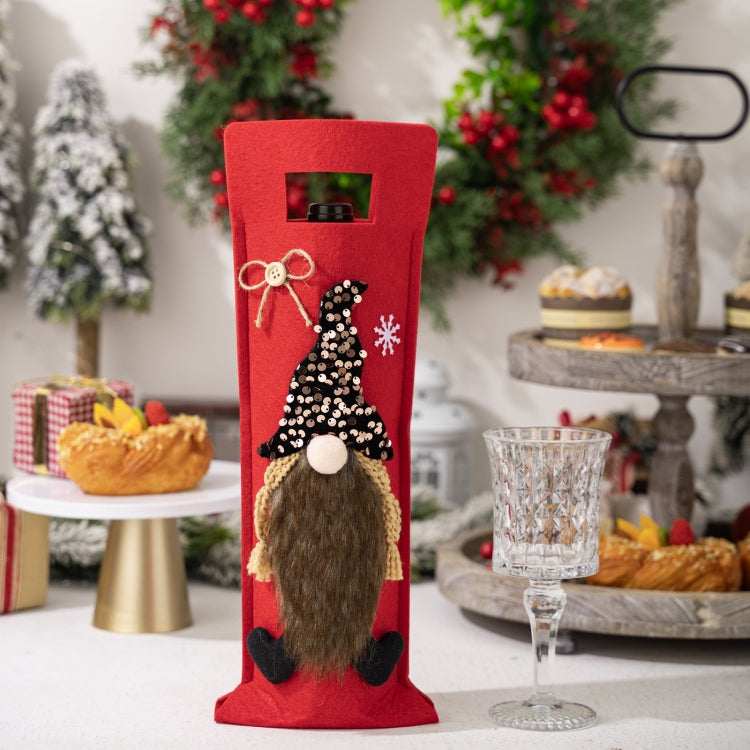Christmas Cartoon Wine Bottle Cover Holiday Party Decoration Gift Bag