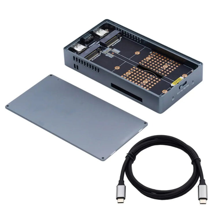Dual M.2 NVME SSD RAID Array Mobile Hard Drive Enclosure Type-C USB3.2 GEN2x2 20G 586R - Dark Gray