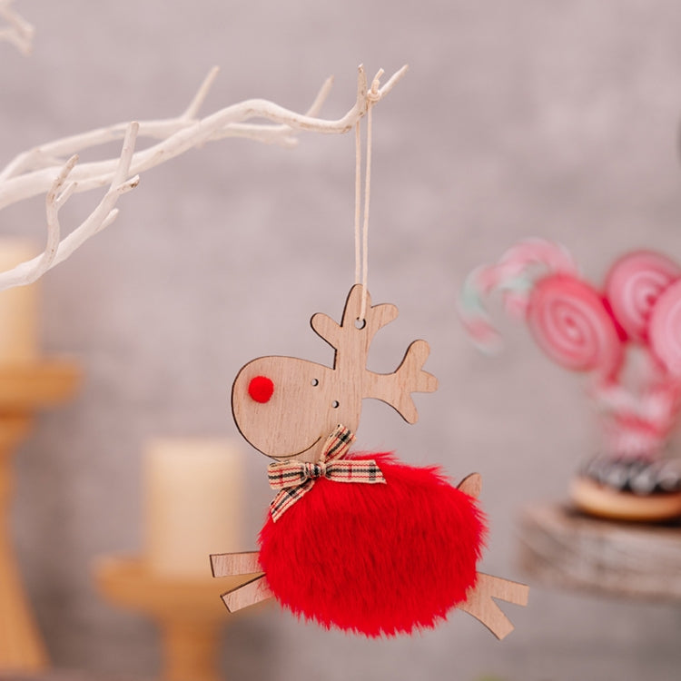 Christmas Tree Wooden Plush Elk Pendant Festival Decorations