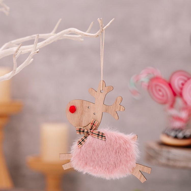 Christmas Tree Wooden Plush Elk Pendant Festival Decorations