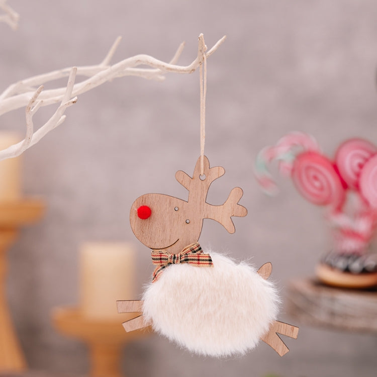Christmas Tree Wooden Plush Elk Pendant Festival Decorations
