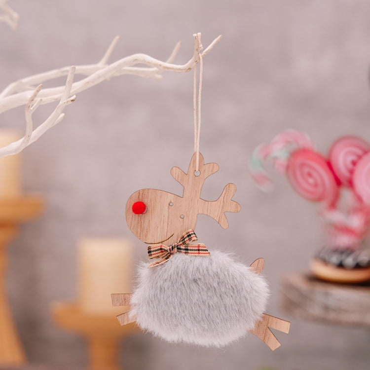 Christmas Tree Wooden Plush Elk Pendant Festival Decorations