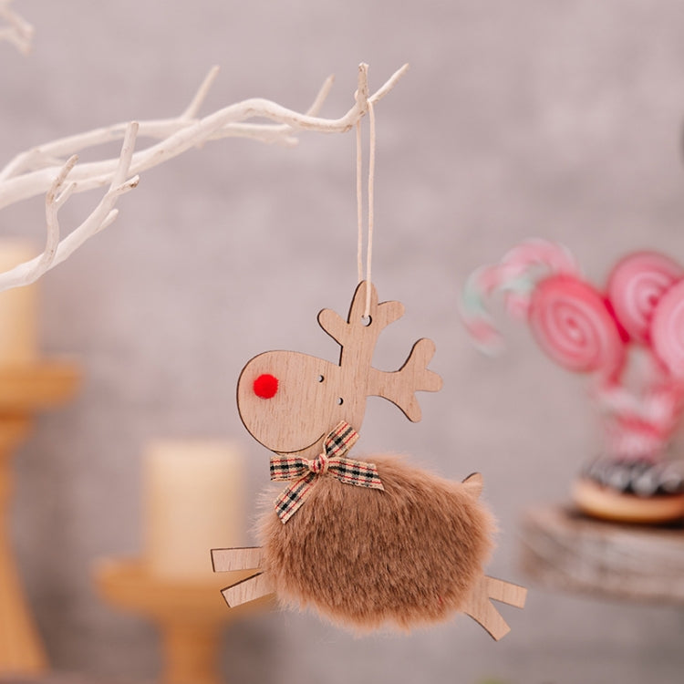 Christmas Tree Wooden Plush Elk Pendant Festival Decorations