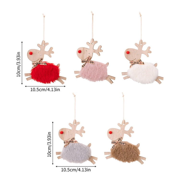 Christmas Tree Wooden Plush Elk Pendant Festival Decorations