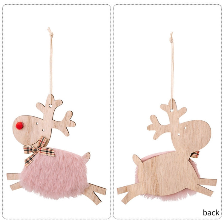 Christmas Tree Wooden Plush Elk Pendant Festival Decorations