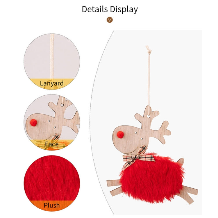 Christmas Tree Wooden Plush Elk Pendant Festival Decorations