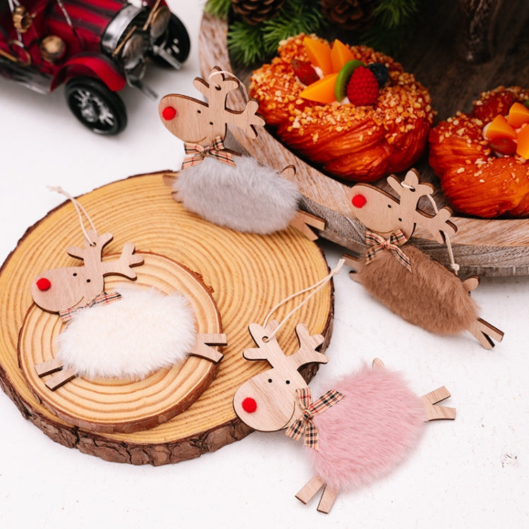 Christmas Tree Wooden Plush Elk Pendant Festival Decorations