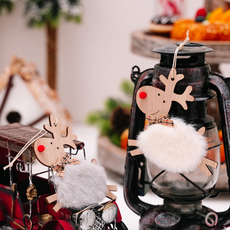 Christmas Tree Wooden Plush Elk Pendant Festival Decorations