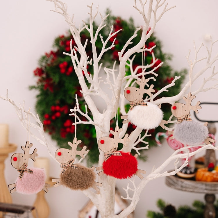 Christmas Tree Wooden Plush Elk Pendant Festival Decorations