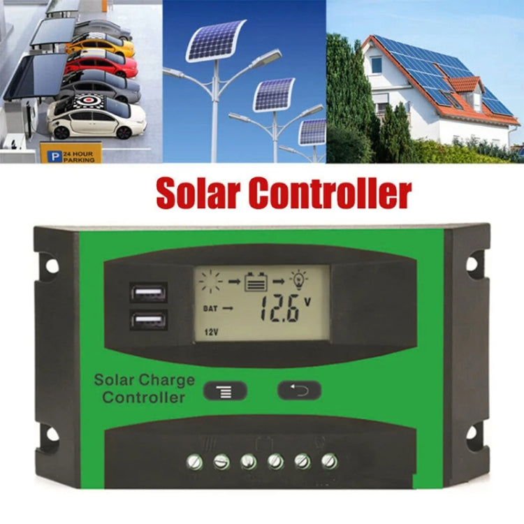 30A 12V/24V Solar Charge And Discharge Controller Dual USB Port LCD Solar Cells Panel Charge Regulator