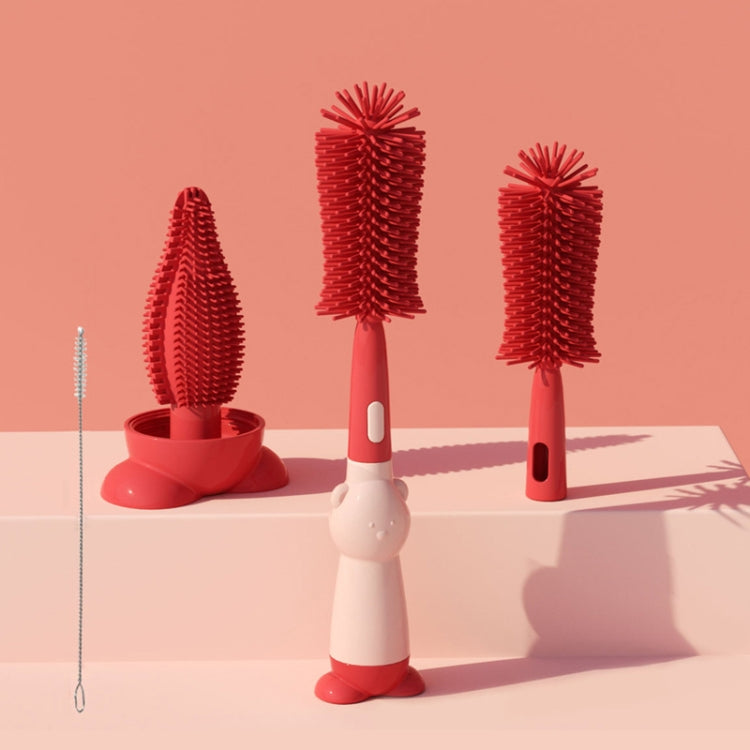 Portable 3 In 1 Food Grade Silicone Bottle Brush Set Multipurpose Baby Bottle Straw Cleaner Brush