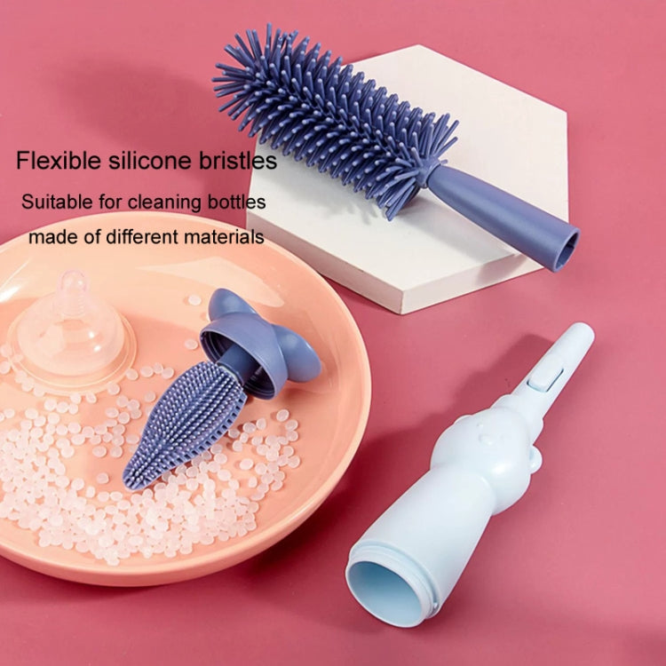 Portable 3 In 1 Food Grade Silicone Bottle Brush Set Multipurpose Baby Bottle Straw Cleaner Brush